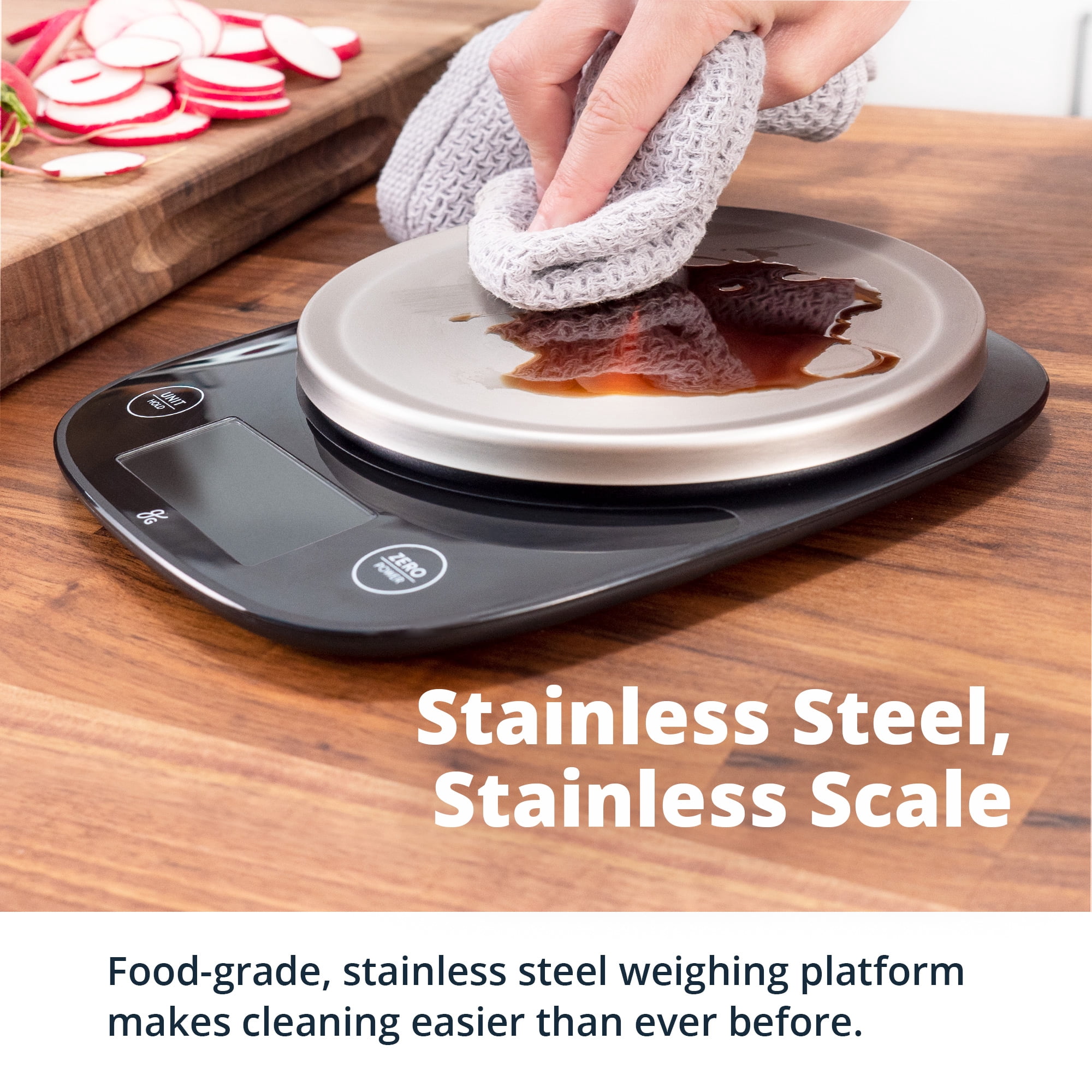 Greater Goods Digital Food Scale with Bowl, Precise Single-Sensor Kitchen Scale for Meal Prep and Baking, 11 lb Capacity