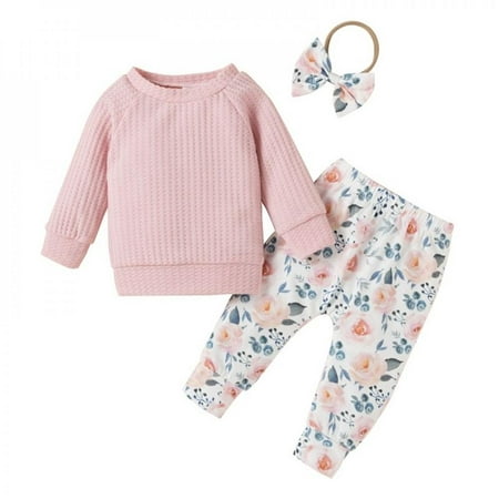 

Leonard Newborn Clothes for Girl Baby Girls Clothes Newborn Infant Cotton Long-sleeved Blouse+Floral Pants Headband Outfits Kids Clothes Suit Spring