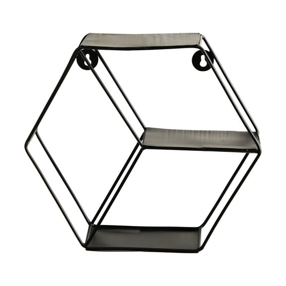 Nearly Natural 10" Black Matte Hexagon Wall Shelf in Black