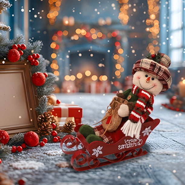 Ganfancp Decoraciones Navideñas Carritos Trineo Muñecos de Nieve Postura Sentada Muñecas Decoraciones Navideñas para El Hogar Juguetes Infantiles Regalos para La Familia Amigos y Niños Ofertas Flash