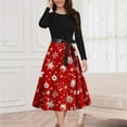 thumbnail image 6 of Cavosen Christmas Cocktail Dress for Women Crew Neck Long Sleeve Midi Evening Gowns Ball Dress Elegant A Line Wedding Guest Cocktail Party Dress, 6 of 6