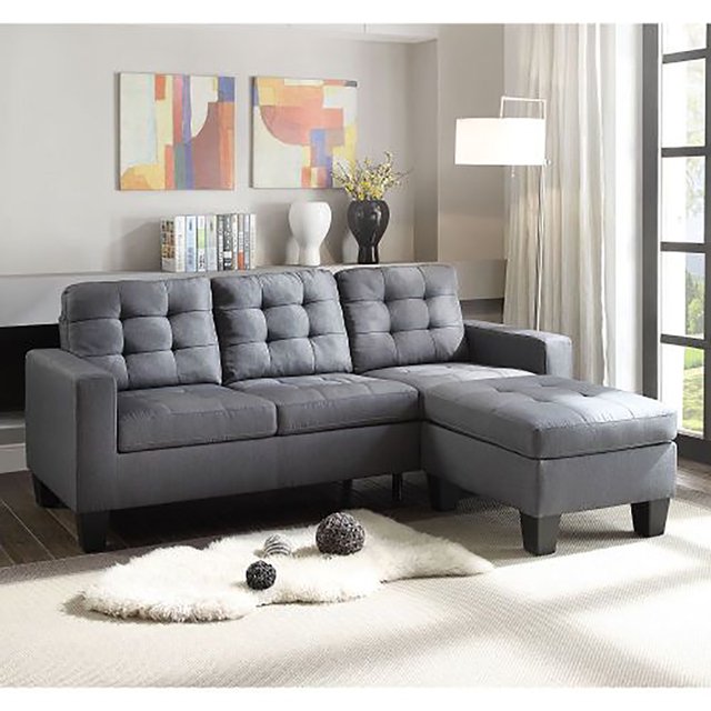 Tenozek Sectional Sofa Couch L Shaped Sectionals Sofa in Gray Linen for