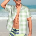 thumbnail image 7 of Kll Men'S Hawaiian Shirt Short Sleeve Button Down Beach Shirts-Pistachio Green Checkboard, 7 of 7