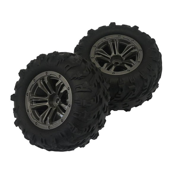 Set of 2 Rubber Rims Tires 1/8 Wheels Tire Spare Parts for Xinlehong 9130.91137-ZJ02, Black