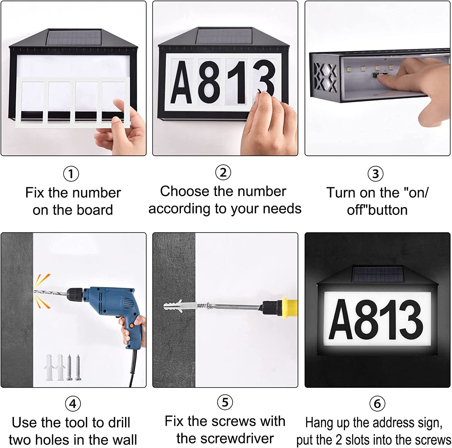 Letour RGB Light Solar Powered LED Illuminated House Number 7