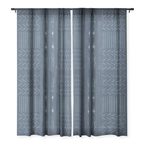Society6 Mirimo Native Mudcloth Denim 50" x 84" Single Panel Sheer Window Curtain