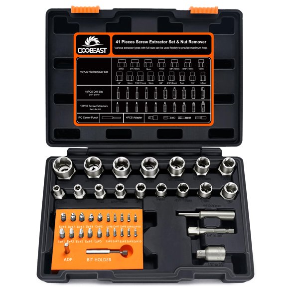 Kit extractor de pernos Coobeast de 41 piezas con juego de extractores de tornillos pequeños