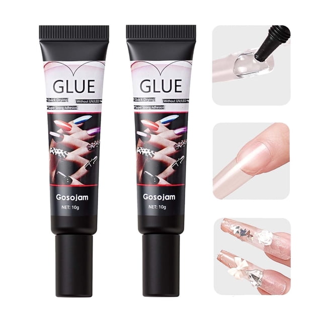 Pegamento de uñas Gosojam de secado rápido y duradero, 10 g x 2, resistente al agua