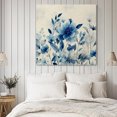 thumbnail image 4 of Blue Ombre Floral Wall Art Painting on Canvas, Spring Elegant Flowers Beige Rustic Canvas Art Home Prints Wall Art Framed Modern Artwork for Living Room Bedroom Wall Decor 8x8in, 4 of 9