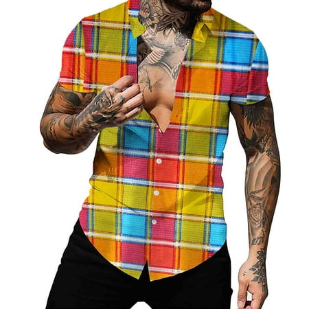 

Men S Fashion Casual Comfortable Versatile Rainbow Stripe Shirt Fashion Loose Fitting Men S Shirt