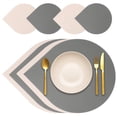 thumbnail image 1 of Juego de 4 manteles y posavasos Uxcell, manteles de mesa de cuero PU, lavables y resistentes al calor (Gris/Beige), 1 of 7