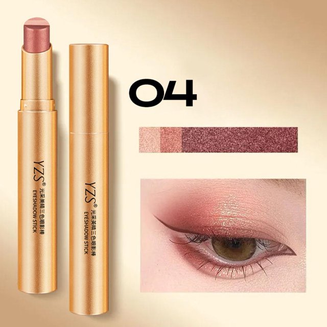 Gradient Eyeshadow Stick for Beginners | Three Color Fine Gradual Shine High Gloss Makeup, One Touch Shaping & Layered Effect, Matte Earth, Pearlescent Earth, Coffee Orange