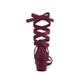 thumbnail image 2 of BLISSFUL STEP Women's Opened Toe Block Heel Lace up Dress Sandals Burgundy 9.5, 2 of 8