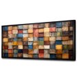 thumbnail image 2 of Designart "Earth Colors Tiles in Colorful Patterns III" Extra Large Geometric Framed Wall Art - Bohemian Multicolor Boho Mosaic Living Room Framed Canvas Art, 2 of 6