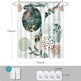 thumbnail image 3 of Green Shower Curtain Boho Tropical Leaves Abstract Mid Century Pink Gold Colorful Geometric Modern Bathroom Decor with Hooks, 72" x 72", 3 of 6
