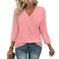 thumbnail image 2 of Seductiva Women's Casual 3/4 Sleeve T-Shirts 3/4 Length Sleeve Women Tops V Neck Casual Tunic Tops Basic Shirts Loose Fit Blouse Tops Basic Tees Blouses Beach Vacation Clothes, 2 of 9