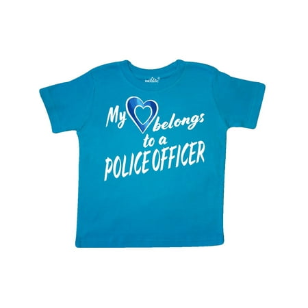 

Inktastic My Heart Belongs to a Police Officer with Blue Heart Gift Toddler Boy or Toddler Girl T-Shirt