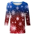 thumbnail image 5 of UPPADA 3/4 Length Sleeve Womens Tops Casual Loose Fit Crewneck T Shirts Cute Solid Three Quarter Length Tunic Tops Cute Xmas Outfits for Laides camiseta de navidad para la familia Blue,S, 5 of 5