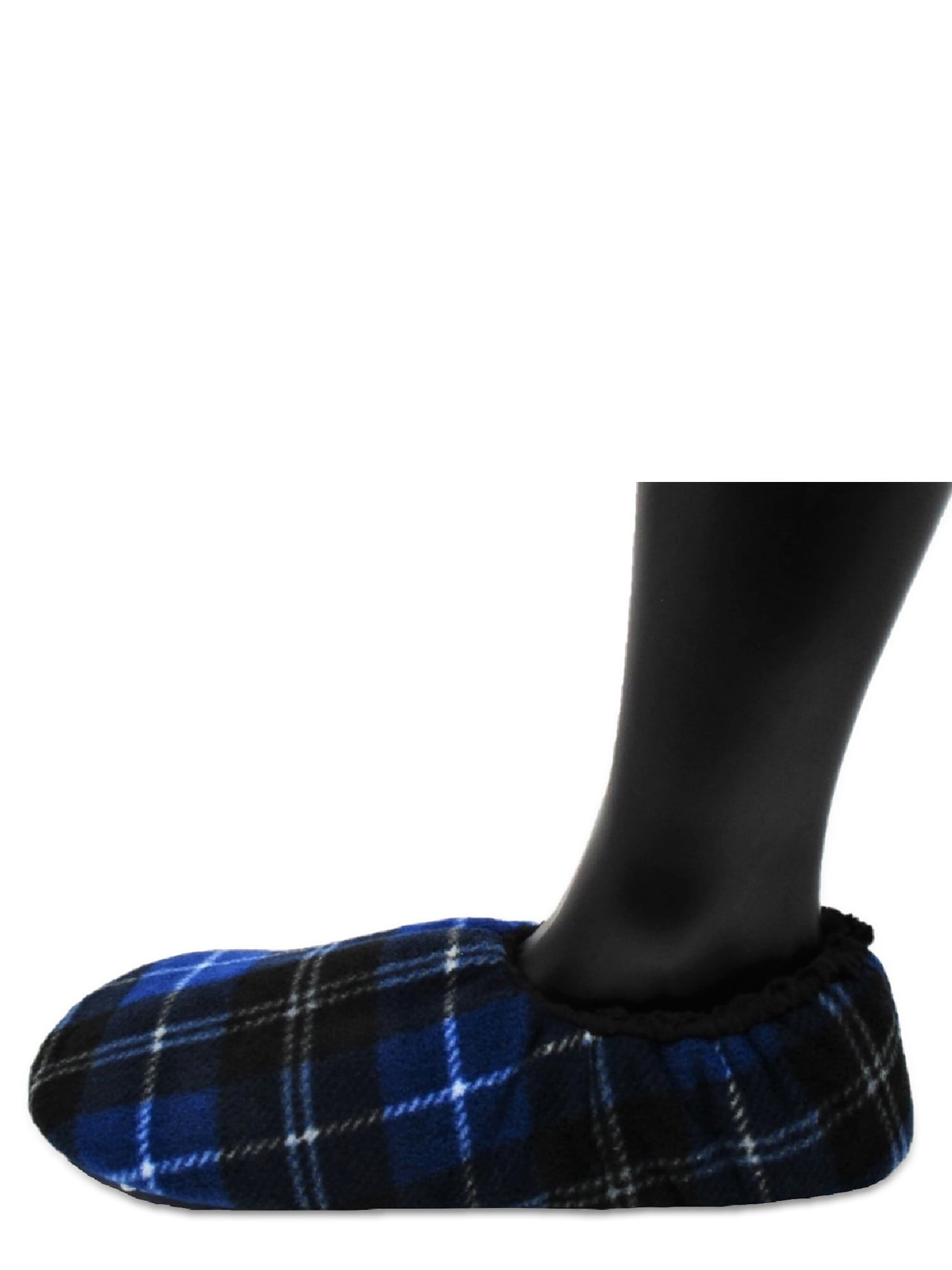 Fuzzy Babba Men's Blue Plaid Slipper Socks, Sizes M/L-L/XL