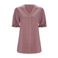 thumbnail image 6 of Ashirexll Ladies Tops and Blouses, Short Sleeve Tops for Women, Fashion Women's Summer V-neck Short Sleeve Lace Solid Casual T-shirt Blouse, 6 of 6