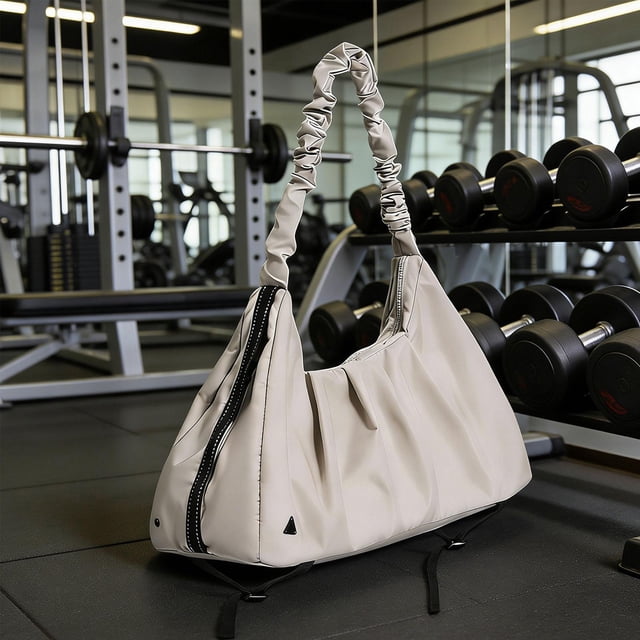 Bolso de gimnasio para mujer, bandolera, gran capacidad, multiusos, portátil, moderno, para yoga Beige