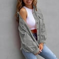 thumbnail image 6 of Titcea Denim Jacket for Women Oversized Button Down Ripped Frayed Hem Detachable Hoodie Jean Jacket Fashion Casual Distressed Vintage Jackets, S-2XL, 6 of 9
