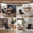 thumbnail image 4 of Dining Chairs Set of 6, Velvet Upholstered Kitchen Chairs with Vintage Copper Nails, Solid Wood Handles & Curved Legs, Mid Century Modern Dining Room Chairs for Home (Black, Set of 6), 4 of 8