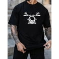 thumbnail image 1 of Camiseta deportiva informal para hombre - Elegante camiseta negra con estampado de motociclista en blanco, 100 % algodón, cuello redondo, lavable a máquina - Ligera y transpirable para uso informal y, 1 of 6