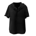 thumbnail image 3 of CUSTG Women Casual Blouses Summer Solid Color Fashion Ruffled Collar Blouse Shirt Tops Tunic Tee For Everyday Wear Lightweight Comfortable Relaxed Fit Dailywear, 3 of 3