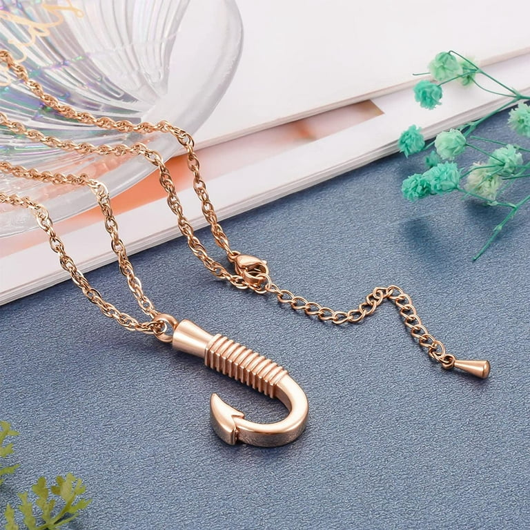 Fish Hook Urn Necklace  Fishing Urn Memorial Cremation Jewelry