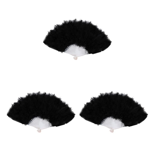 Yuarrent Abanico de Plumas Decoración Fiestas Adorno Abanicos Decorativos Niños Negro 3Conjunto
