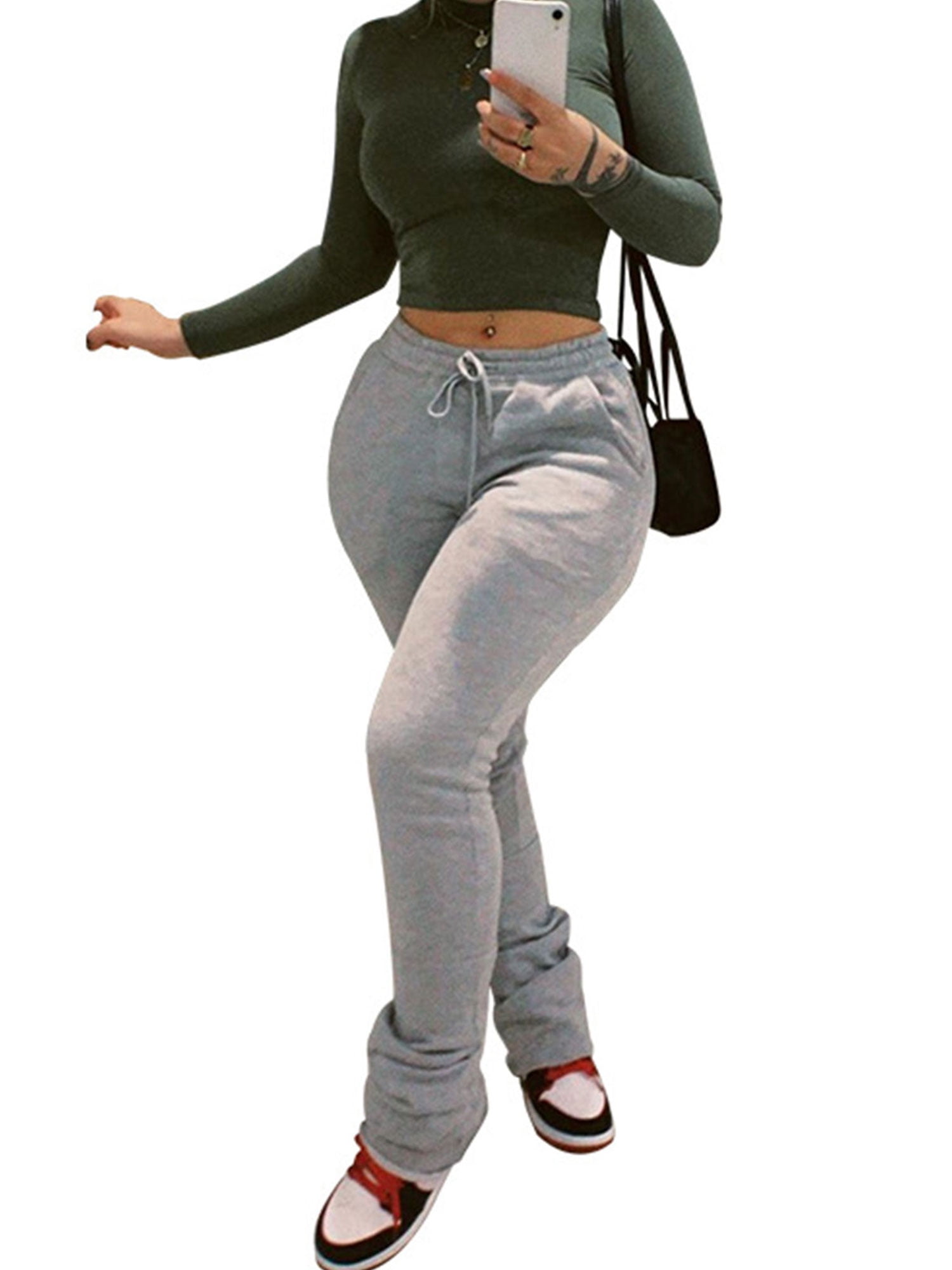 Slim Fit Workout Pants with Drawstring 