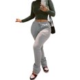 thumbnail image 4 of Women Stacked Leggings, Fashion High Waist Solid Color Slim Fit Workout Pants with Drawstring, 4 of 6