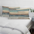 thumbnail image 4 of Blue Brown Beige Farmhouse King Size Pillow Cover, Pillowcase Protectors with Zipper, Breathable Decorative Throw Pillow Case Cover, Vintage Wood Pillow Shams for Couch Sofa 20x36Inch, 4 of 8