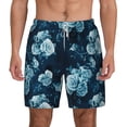 thumbnail image 3 of Uemuo Ink Rose Pattern Mens Swim Trunks Quick Dry Board Shorts with Mesh Lining, Stretch Beach Shorts Quick Dry No-Chafing Board Shorts-Small, 3 of 9
