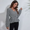 thumbnail image 4 of SWSMCLT Women's Long Sleeve Blouse V Neck Tops High Ruched Blouse Shirt Chiffon Peasant Work Cute Summer Patterned1 X-Large, 4 of 4