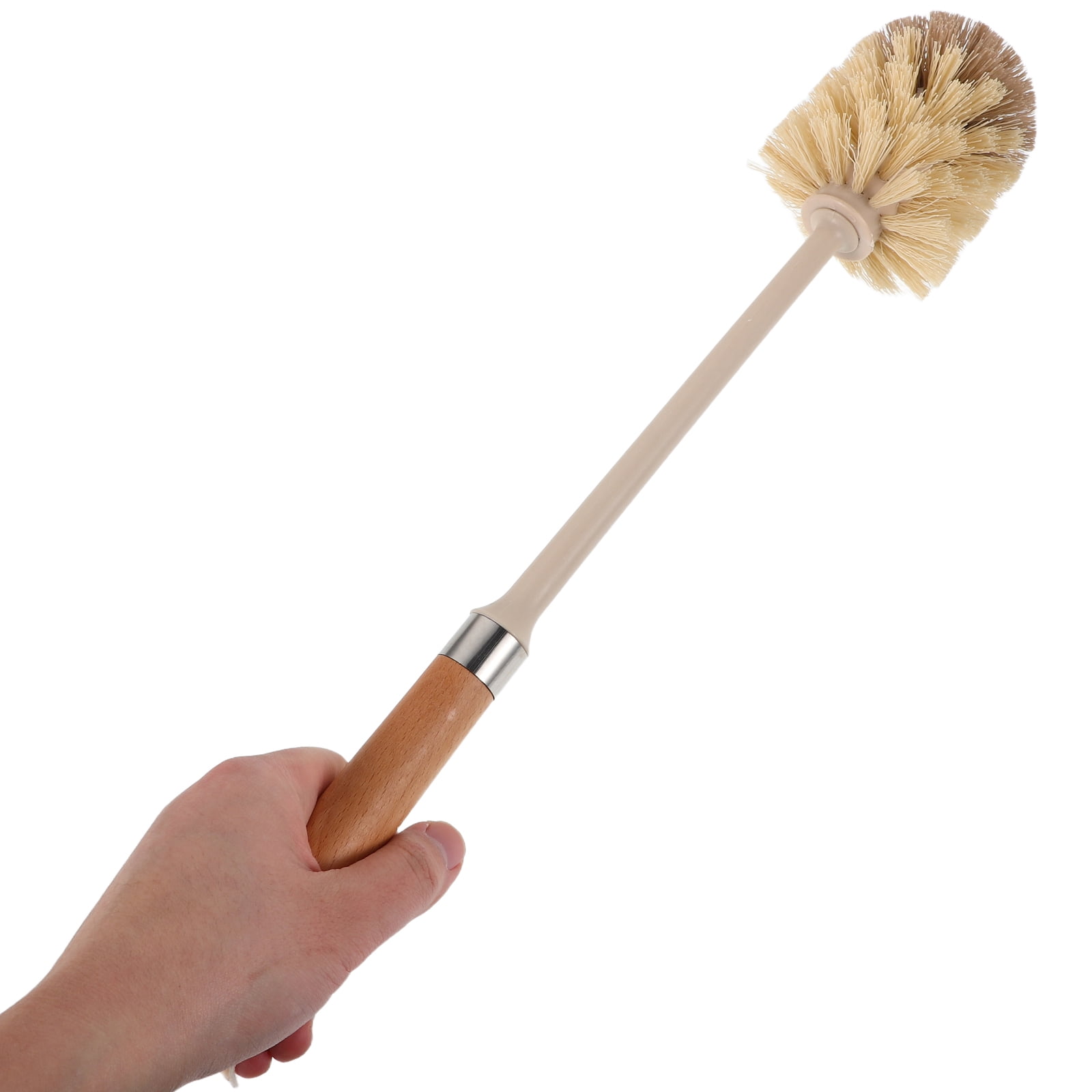 SKISUNO Sanitary Toilet Brush Set Khaki Wooden Handle Soft Bristles Home Bathroom