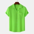 thumbnail image 2 of Miluxas Polo Shirts for Men Clearance Men's Casual Solid Young Blood Turn-down Collar with Pocket Button Short Sleeve Blouse Tops Shirt Green 10(2XL), 2 of 9