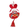 thumbnail image 1 of Boc Long Ears Cute Expression Chinese Folk Traditional Elements Tassel Rabbit Plush Doll with Lanyard Festive Rabbit New Year Cartoon, 1 of 1