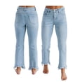 thumbnail image 3 of Women'S Jeans High Waisted Pants Summer Fashion Straight Leg Raw Hem Denim Pants Light Blue XL, 3 of 7