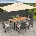 thumbnail image 3 of Costway 7 PCS Patio Rattan Dining Set Acacia Wood Table 6 Wicker Chairs with Umbrella Hole, 3 of 10