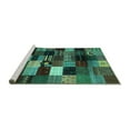 thumbnail image 2 of Ahgly Company Machine Washable Indoor Square Abstract Turquoise Blue Contemporary Area Rugs, 6' Square, 2 of 4