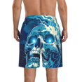 thumbnail image 3 of KLL Abstract Blue Skull Men's Casual Summer Beach Shorts Hawaiian Shorts with Pockets-3X-Large, 3 of 5