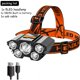 thumbnail image 1 of Linterna potente de 5 Led, linterna montada en la cabeza, recargable por Usb, batería integrada, para pesca nocturna, recargable al aire libre, 1 of 4