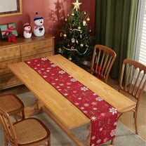 AuroraX Christmas Table Runner 55 Inches Long Cozy Red Christmas Tree Table Runner Xmas Winter Merry Dining Small Farmhouse Table Runner Decoration for Home Party