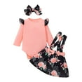 thumbnail image 4 of Fesfesfes Toddler Kids Baby Bodysuit Girls Fashion Cute Long Sleeve Flowers Pattern Romper Strap Skirt Bow Headdress Suit, 4 of 9