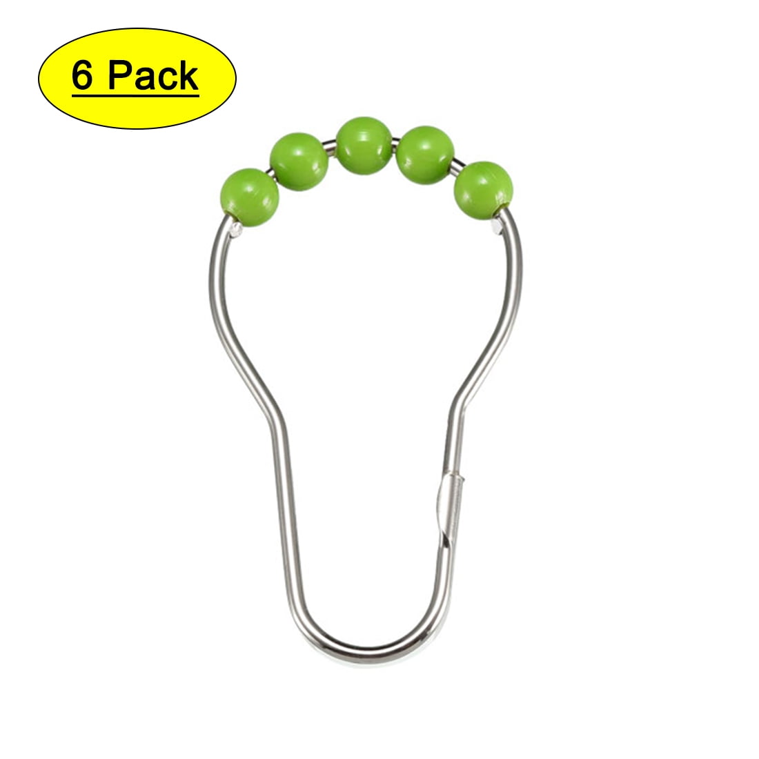 Uxcell Shower Curtain Ring Hooks for Shower Rods Curtains Liners Metal Ring Plastic Ball Green 6 Pcs