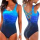 thumbnail image 2 of Bathing Suit for Women One Piece Swimsuit Tankini Swimwear Sexy Bikinis Plus Size Color Block Backless Swimming Suit Ins Purple XXL, 2 of 4