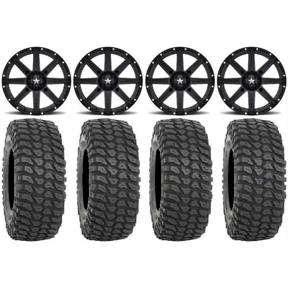 MSA Black Clutch 14" UTV Wheels 30" XCR350 Tires Yamaha Viking Wolverine YXZ1000R CFMoto ZForce 950 UForce 1000