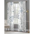 thumbnail image 4 of Blue Teal Botanical Sheer Curtains 84 Inch Length 2 Panels Set, Watercolor Spring Summer Leaves Voile Window Treatment Rod Pocket Curtains Sheers Drapes for Bedroom/Living Room/Kitchen 52"x84"x2, 4 of 7